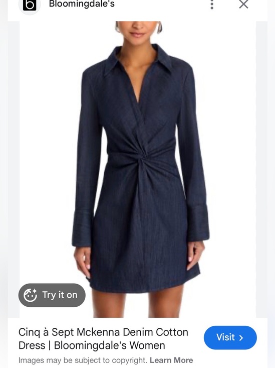 cinq a sept Dresses & Skirts - cinq a sept navy twist-front long sleeve shirt jean dress bell sleeves size 2